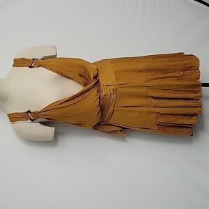 New Free People Zuri Bronze Bodysuit with Matching Wrap Skirt Size Large Bronze